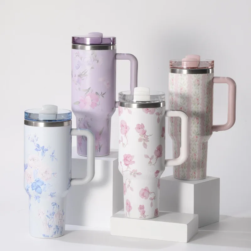 Pastoral Flower 201 Stainless Steel 304 Stainless Steel Water Bottles 1 Piece