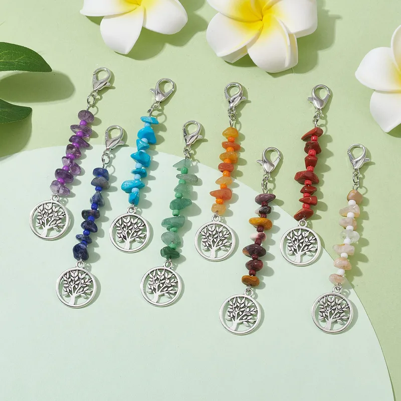 Vintage Style Rock Commute Life Tree Alloy Stone Bag Pendant