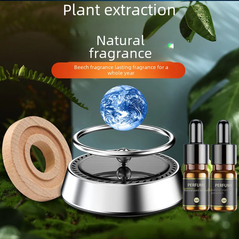 Solar Rotating Car Aromatherapy Aluminum Alloy Interstellar Suspension Car Perfume Interior Ornaments Lasting Fragrance