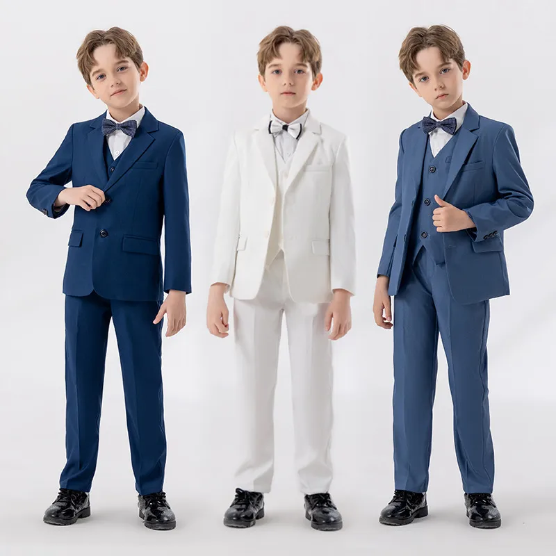 Children's Suit Autumn And Winter British Fashion Performance Small Suit Boys Piano Host Flower Girl Wedding Dress Suit