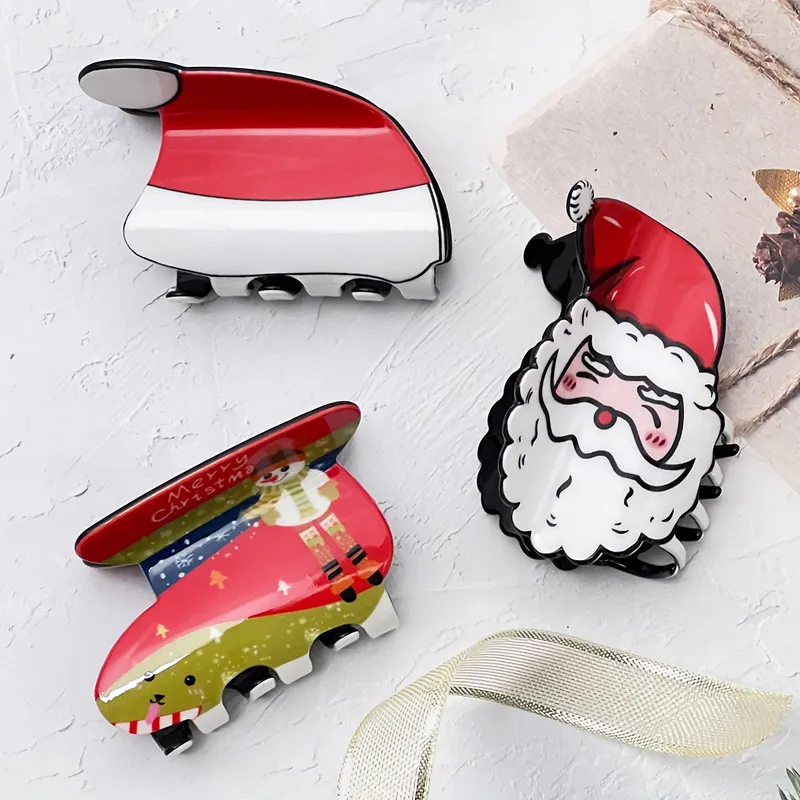 Women's Cute Christmas Hat Santa Claus Arylic Hair Claws