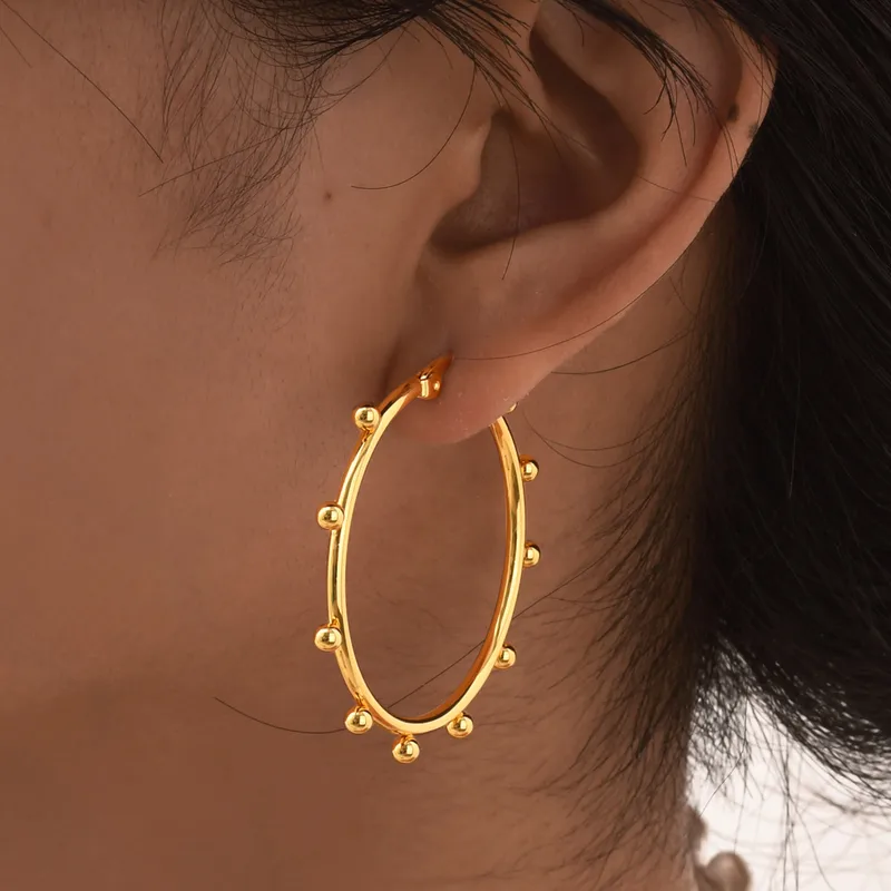 1 Pair IG Style Circle 201 Stainless Steel 18K Gold Plated Earrings
