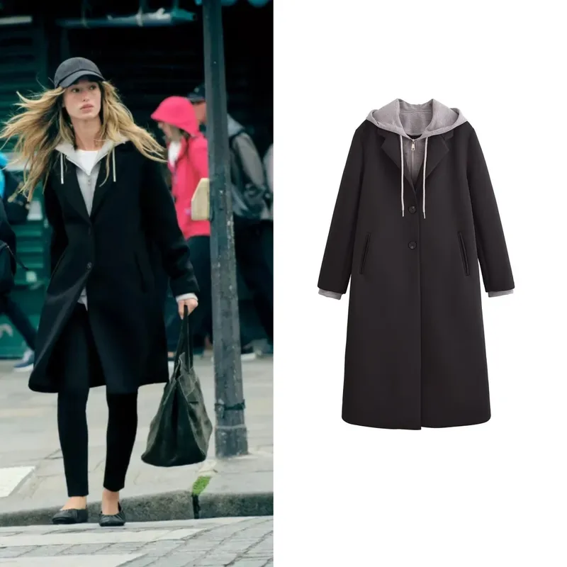 Women's Casual Streetwear Solid Color 2 In 1 Single Breasted Zipper Coat Coat