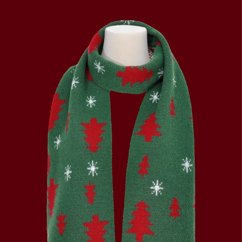 Women's Casual Christmas Tree Snowflake Cotton Acrylic Scarf