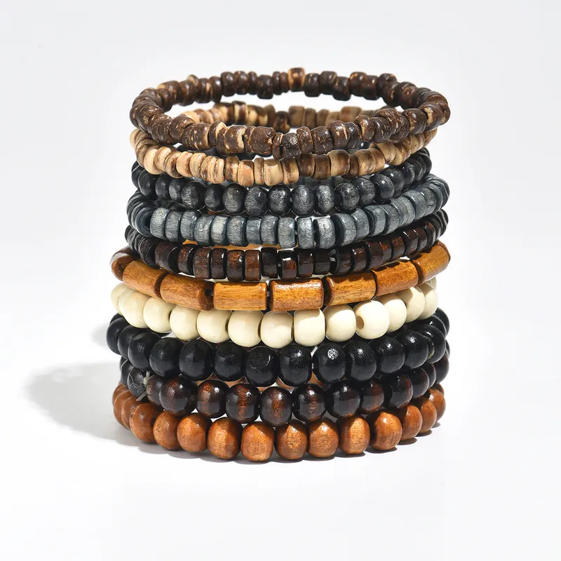 Casual Vacation Streetwear Solid Color Wooden Beads Wholesale Bracelets