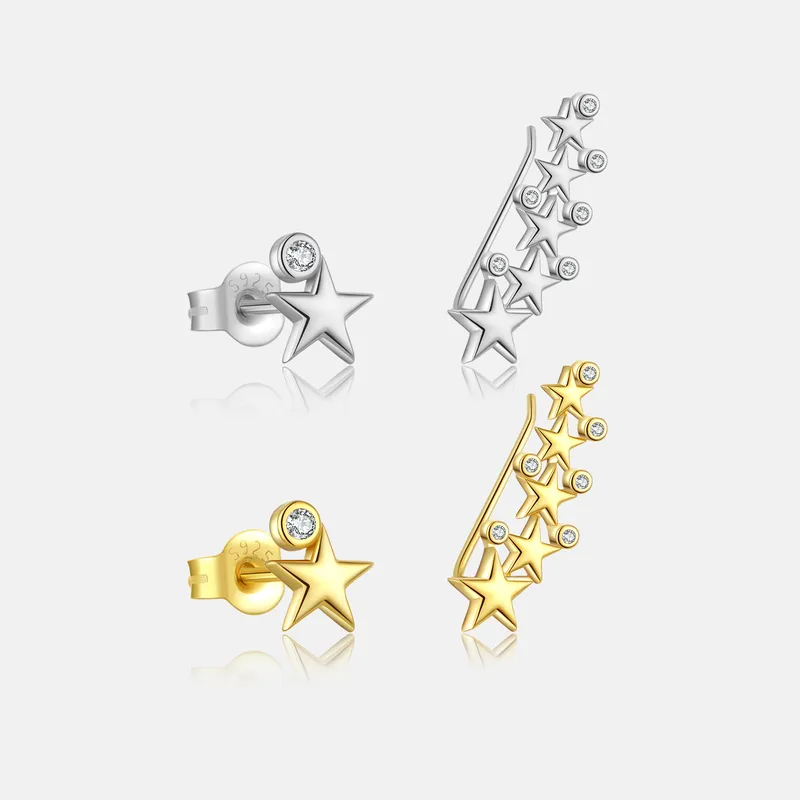 1 Pair Sterling Silver Zircon Geometric Ear Studs