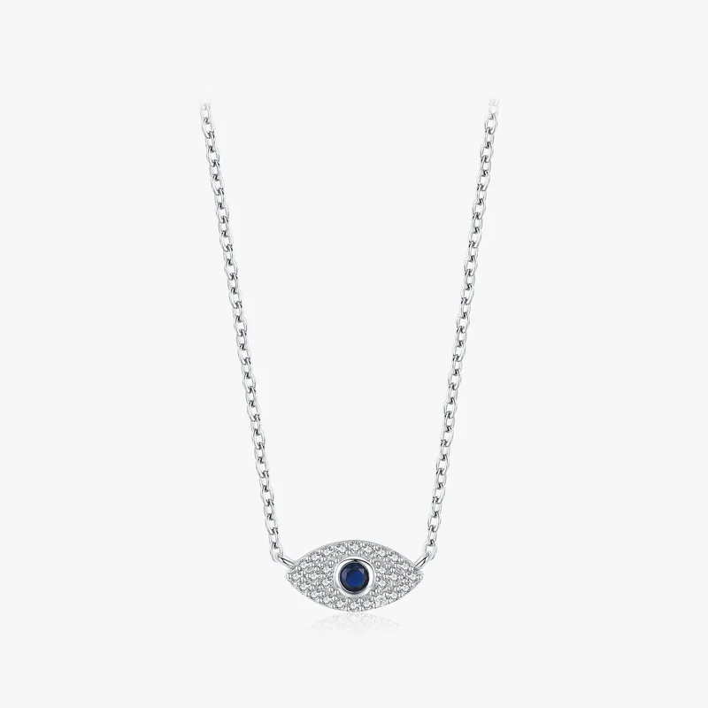 925 Sterling Silver Rack Plated Zircon Inlay Devil's Eye Pendant Necklace