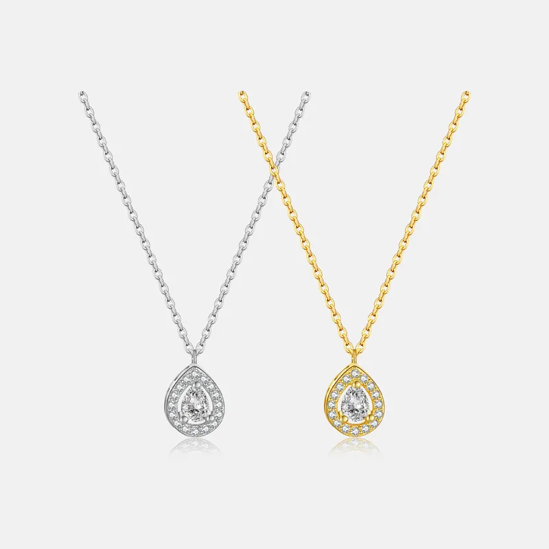 Sterling Silver Zircon Inlay Geometric Pendant Necklace