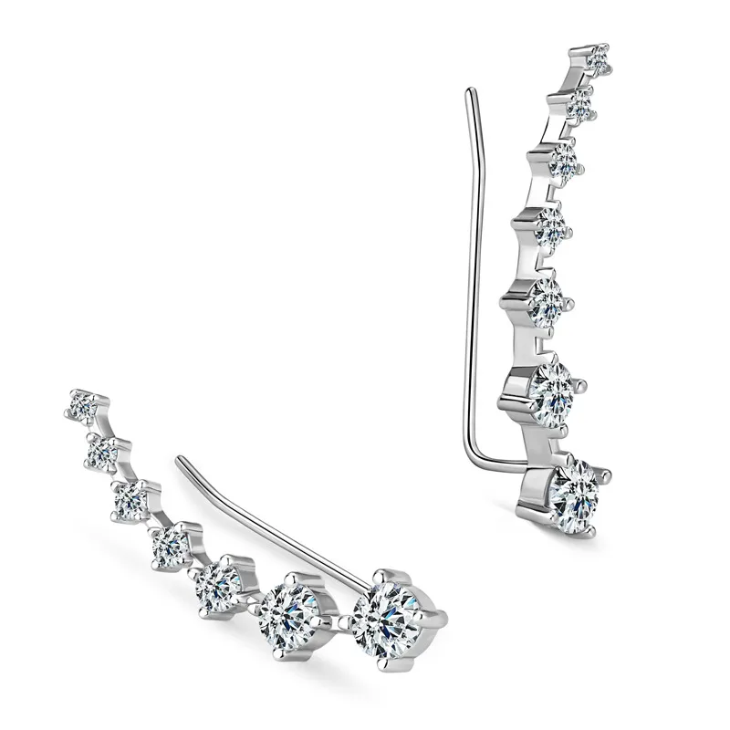 1 Pair 925 Sterling Silver Moissanite GRA Certificate Geometric Ear Studs