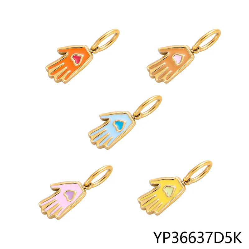 1 Piece 8*13mm 304 Stainless Steel Palm Heart Shape Pendant Jewelry Accessories