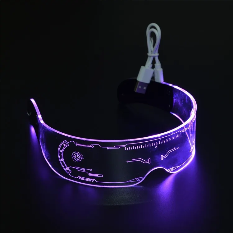 Led Colorful Luminous Glasses Bar Concert Music Festival KTV Performance Sci-fi Colorful Sunglasses Fashion Sunglasses