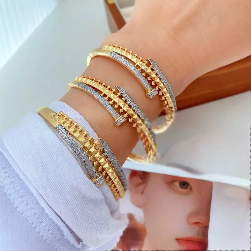 Vintage Style Classic Style Nail Copper Mixed Metal 18K Gold Plated Women's Rings Bangle