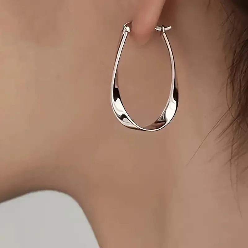 1 Pair Simple Style Streetwear Geometric Plating Alloy Hoop Earrings