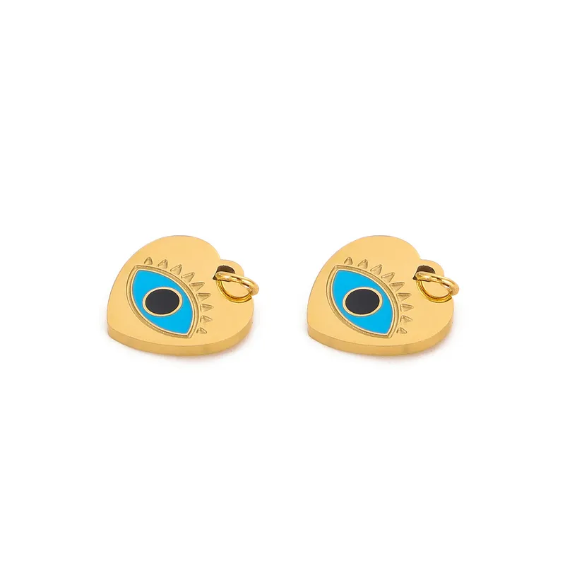 1 Piece 10*10mm 304 Stainless Steel Devil's Eye Heart Shape Polished Pendant Jewelry Accessories