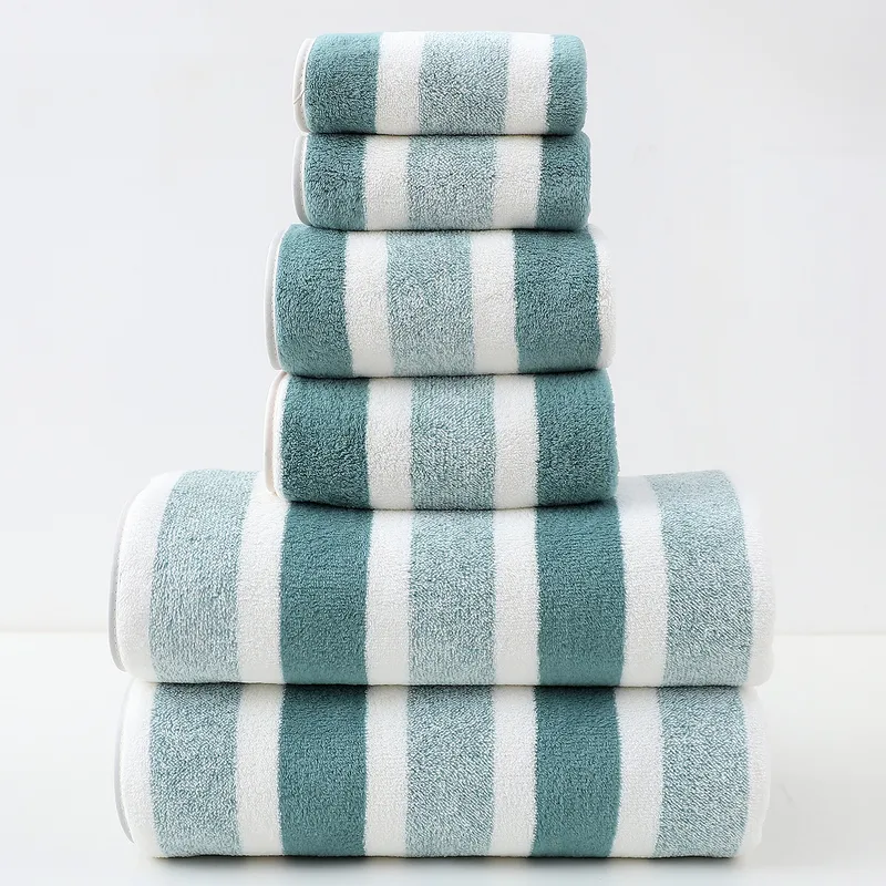 Casual Stripe Coral Fleece Towels Bath Towels Towels