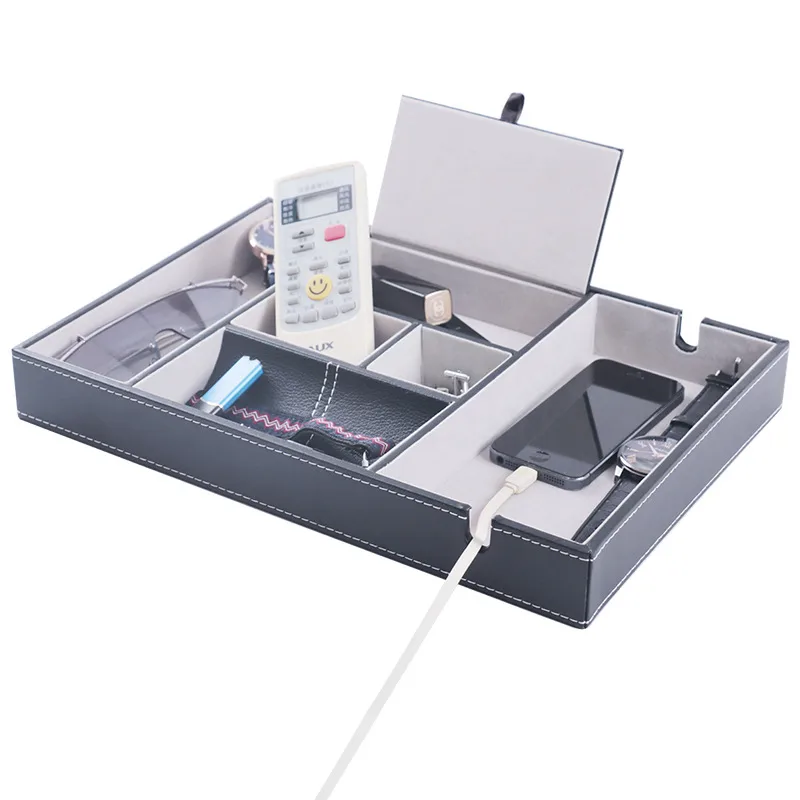 Simple Style Classic Style Solid Color Pu Leather Storage Box
