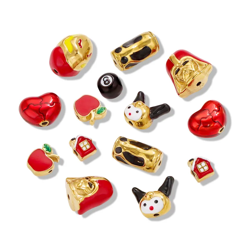 Cartoon Style Cute Fruit Heart Shape 304 Stainless Steel Plating DIY Jewelry Accessories