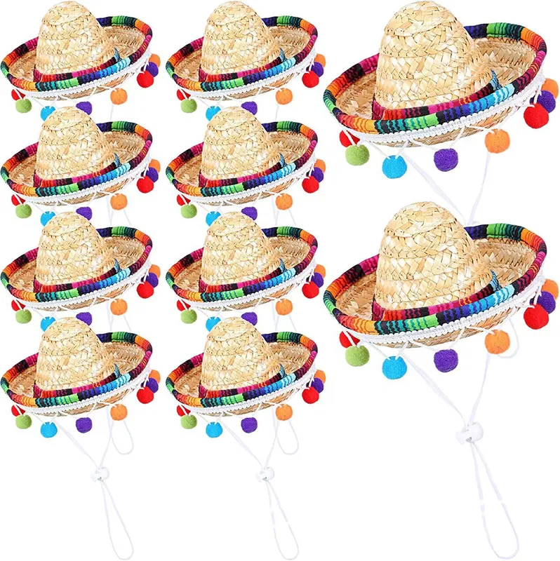Casual Straw Colorful Pet Hat