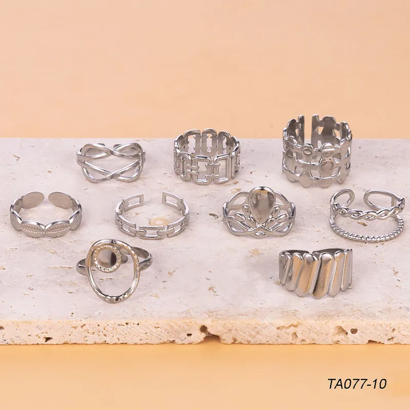 Wholesale Jewelry Simple Style Geometric Titanium Steel Hollow Out Open Rings