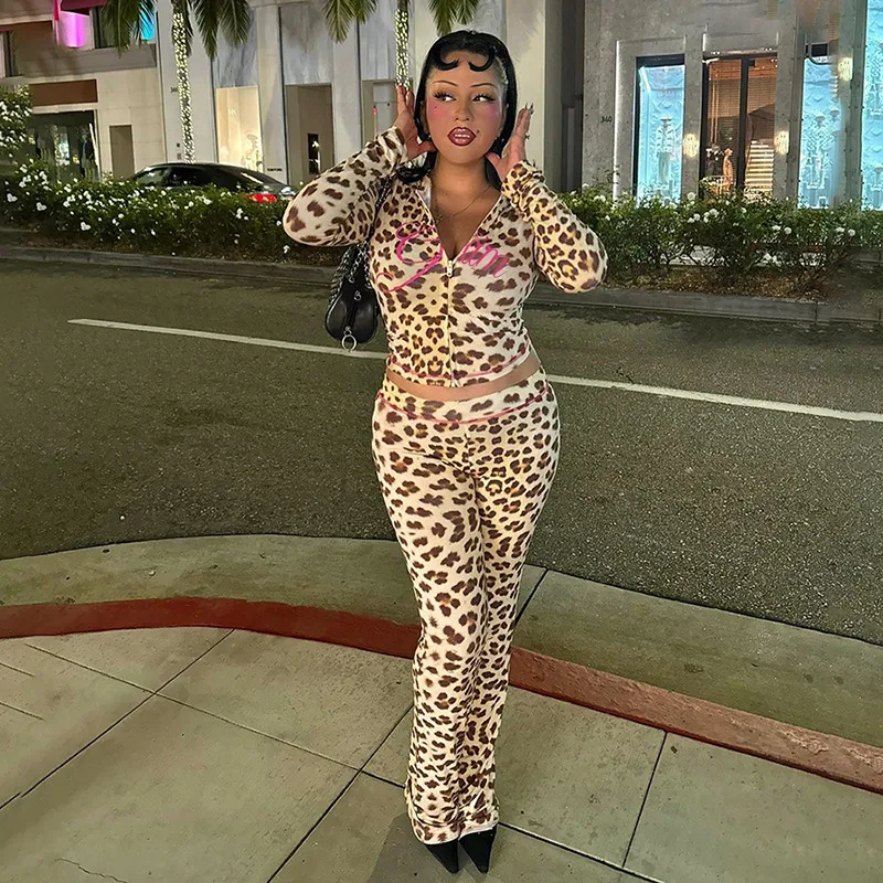 Holiday Selfie Women's Casual Elegant Streetwear Leopard Spandex Polyester Pants Sets Shorts Sets