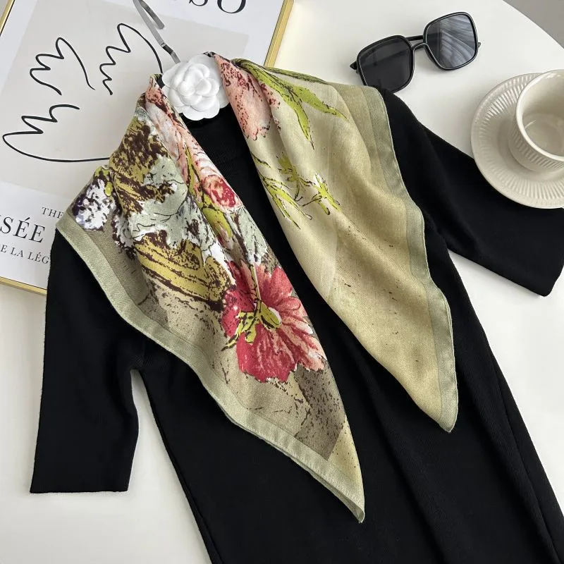 Women's Sweet Simple Style Color Block Polyester Printing Silk Scarf