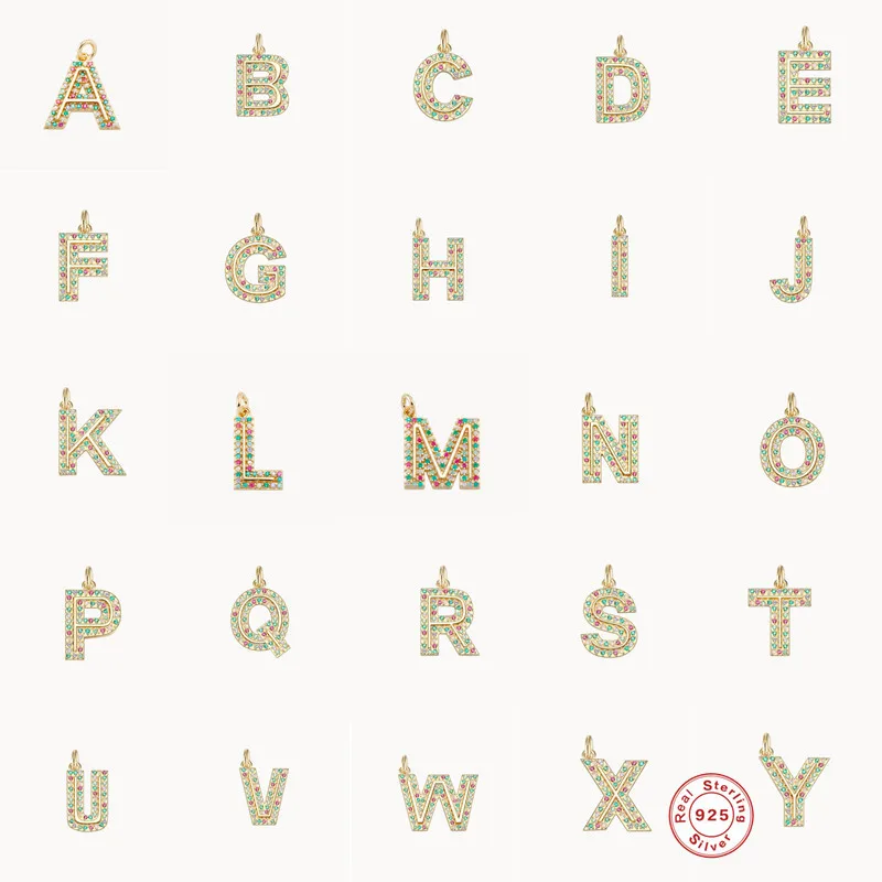 925 Sterling Silver Zircon Letter