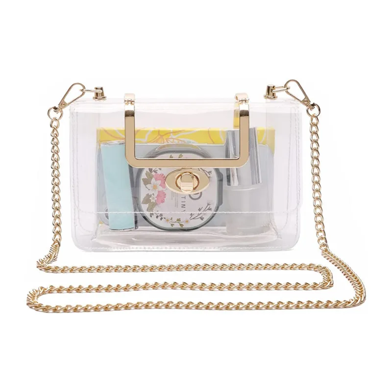 Women's Small PVC Solid Color Basic Lock Clasp Crossbody Bag