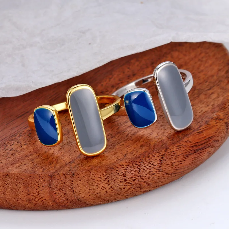 925 Sterling Silver Rectangle Open Rings
