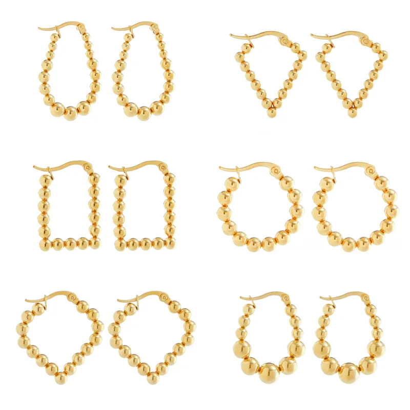 1 Pair Simple Style U Shape Round Square Plating 304 Stainless Steel 18K Gold Plated Earrings