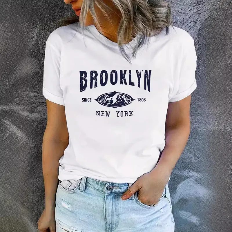 Women's T-shirt Short Sleeve T-Shirts Printing Streetwear Letter Mountain