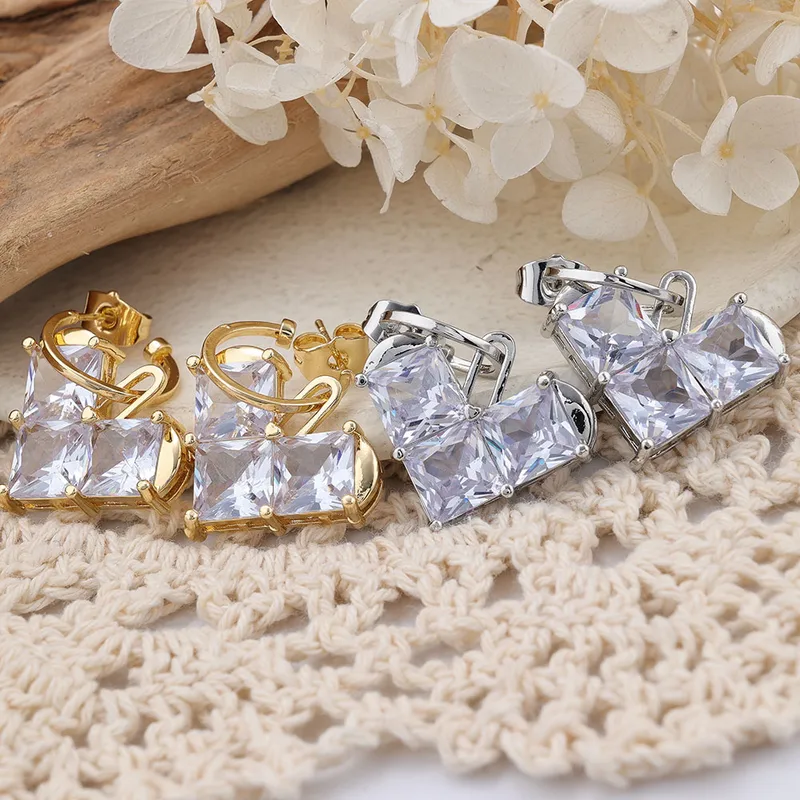 1 Pair Cute Heart Shape Inlay Copper Zircon Rose Gold Plated Ear Studs