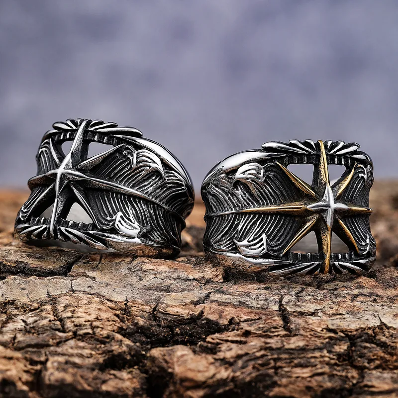 Streetwear Crown 304 Stainless Steel Carving Men's Rings