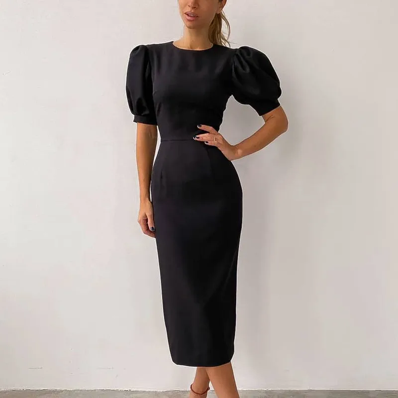 Women's Regular Dress Simple Style Round Neck Zipper Short Sleeve Solid Color Maxi Long Dress Holiday Daily