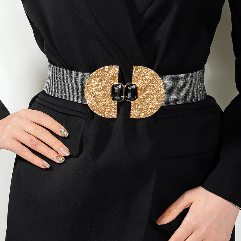 Vintage Style Commute Geometric Elastic Polyester Buckle Elastic Alloy Women's Adults Woven Belts