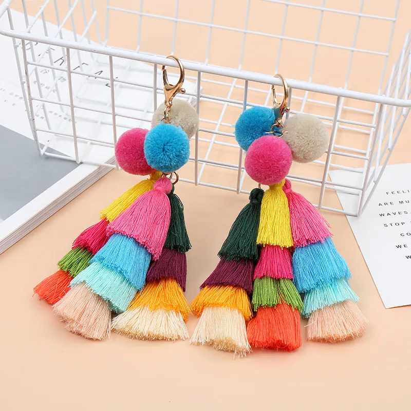 Cute Sweet Tassel Ball Alloy Cotton Bag Pendant Keychain