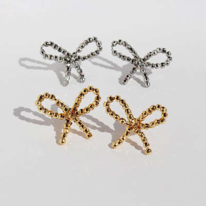 1 Pair Cute Simple Style Classic Style Bow Knot Plating Brass 24K Gold Plated Ear Studs