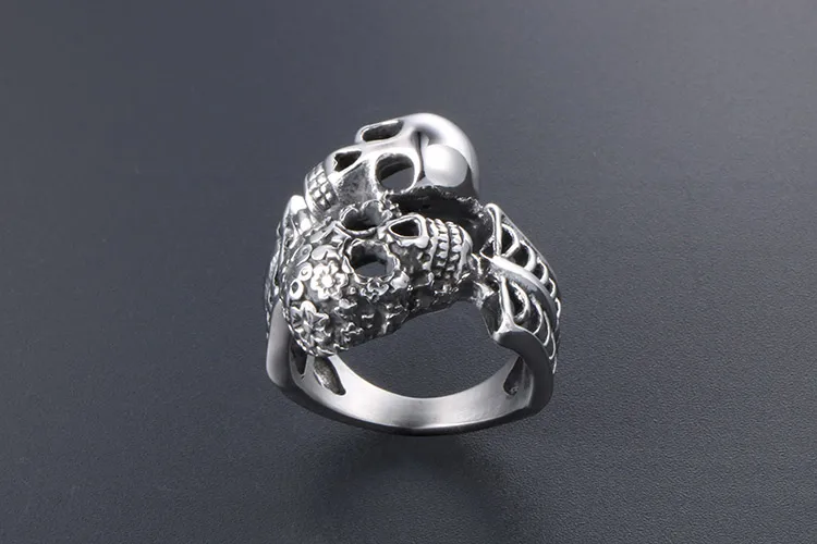 IG Style Retro Punk Skull 304 Stainless Steel Polishing Men's Rings