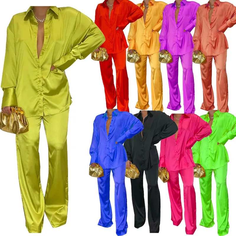 Casual Women'S Fashion Solid Color Polyester Front Button Pants Sets Pants Sets