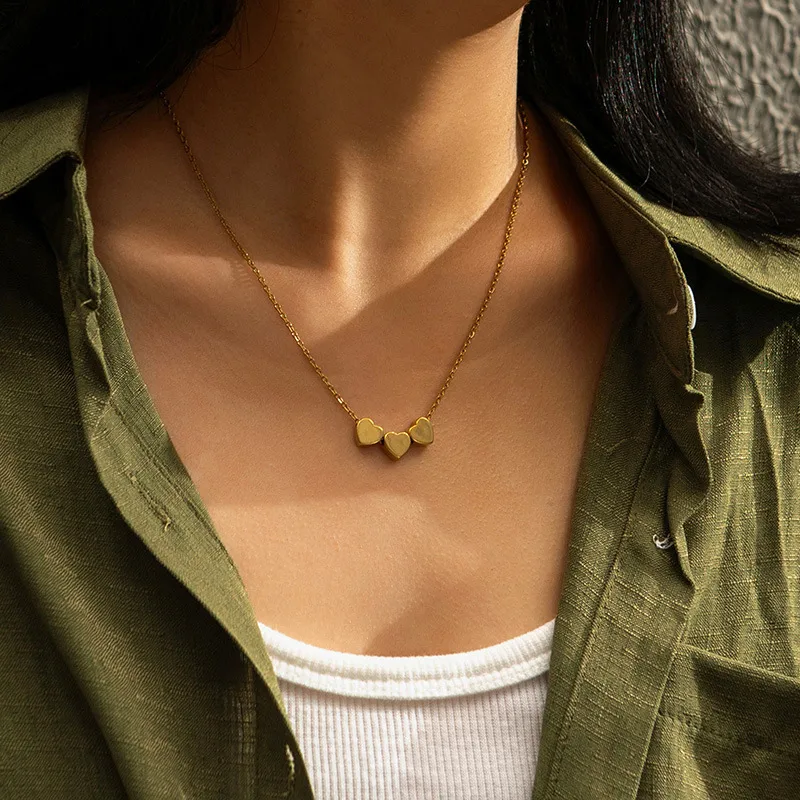 Titanium Steel Gold Plated Simple Style Classic Style Plating Heart Shape Pendant Necklace