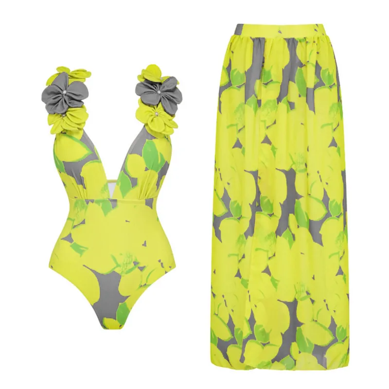 Women's Sexy Ditsy Floral 2 Pieces Set One Piece Swimwear