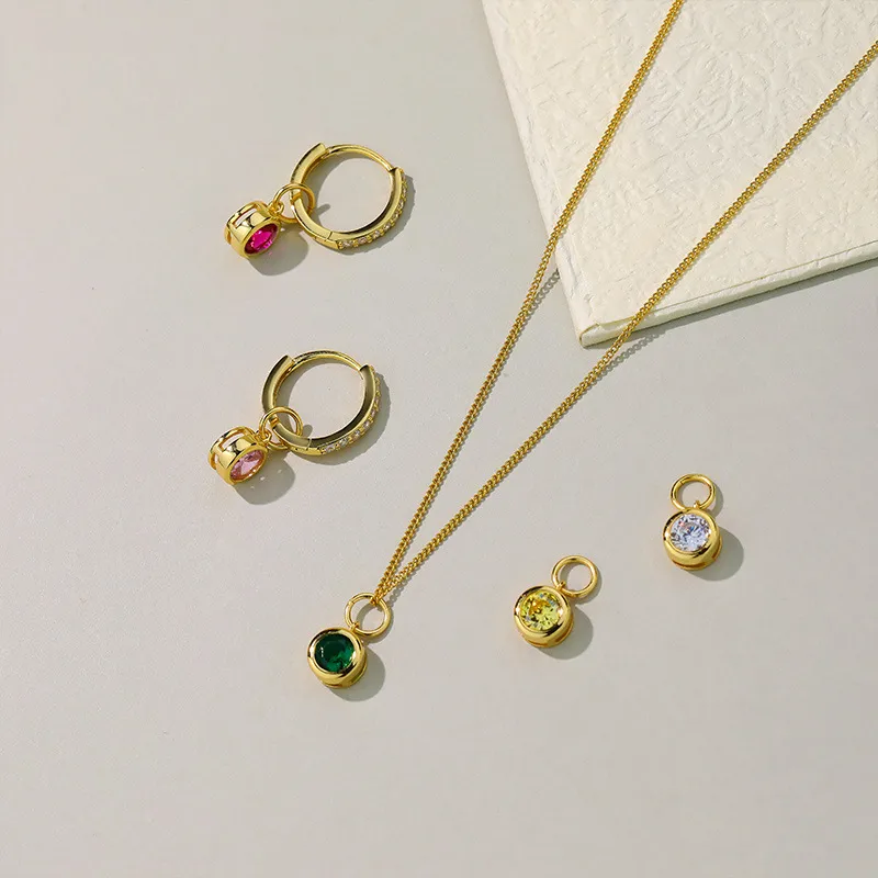 1 Piece Sterling Silver Zircon Geometric Pendant Chain