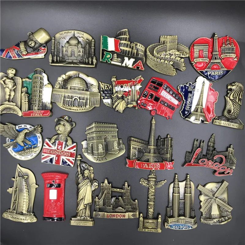 Simple Style Building Alloy Metal Refrigerator Magnet Artificial Decorations