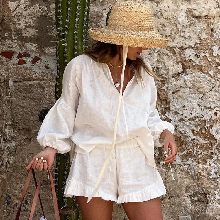 Holiday Daily Women's Simple Style Solid Color Cotton Shorts Sets Shorts Sets