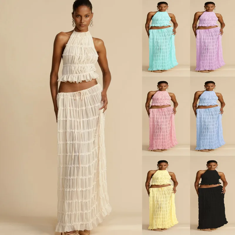 Daily Beach Date Women's Sexy Solid Color Polyester Skirt Sets Skirt Sets