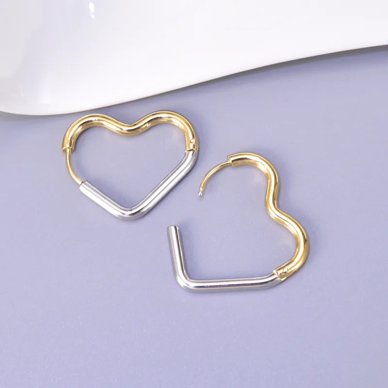 Heart Plating 304 Stainless Steel Titanium Steel No Inlaid 18K Gold Plated Earrings