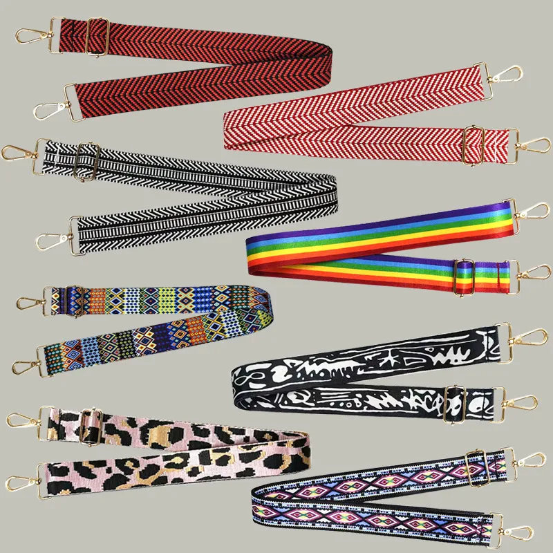 Polyester Color Block Leopard Bag Strap
