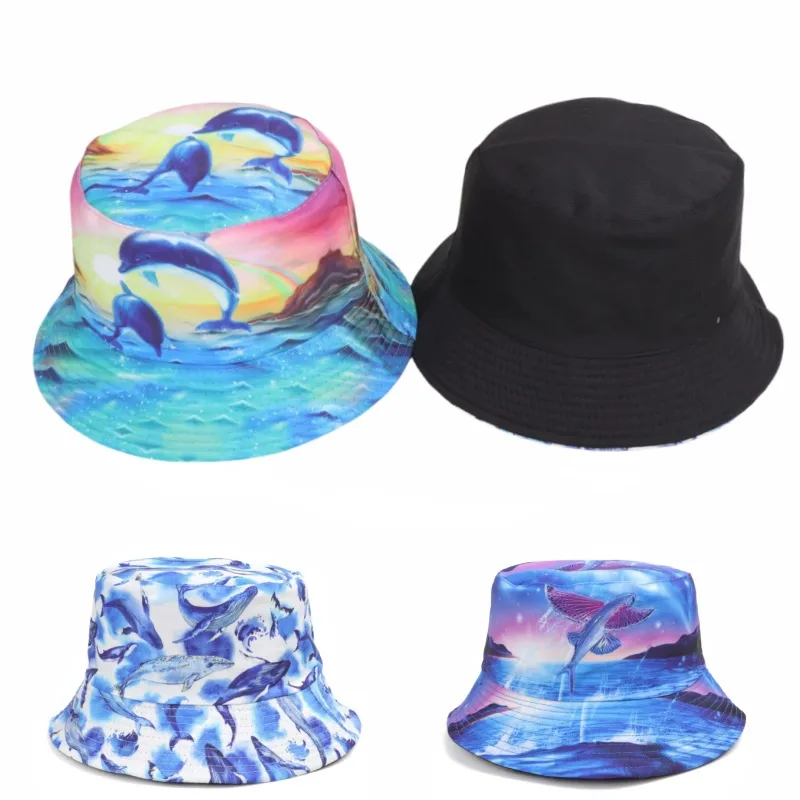 Women's Simple Style Classic Style Color Block Printing Flat Eaves Bucket Hat