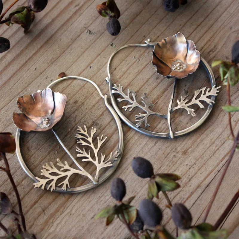 1 Pair Retro Geometric Flower Alloy Drop Earrings