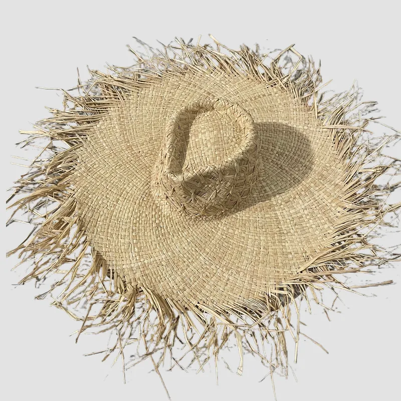 Unisex Basic Solid Color Hollow Out Big Eaves Straw Hat