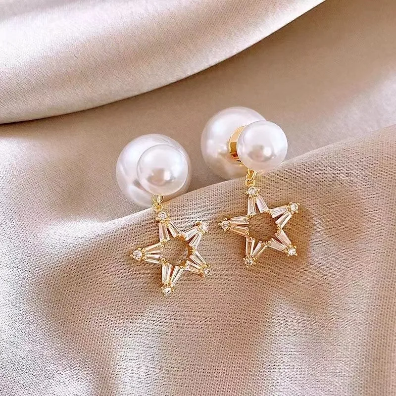 1 Pair Simple Style Classic Style Solid Color Inlay Zinc Alloy Pearl Ear Studs